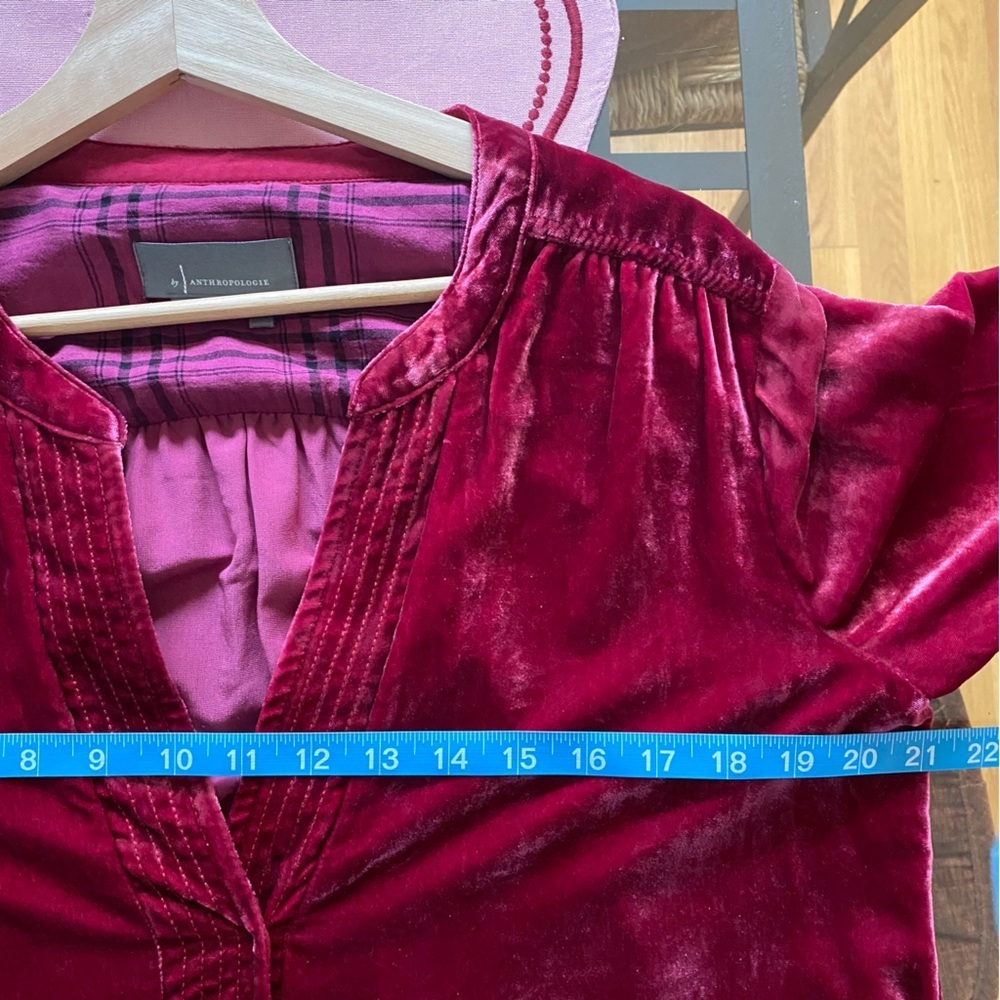 Anthropologie Berry Pink Velvet Melody Long Sleeve Mini Tunic Dress Small - Picture 11 of 14